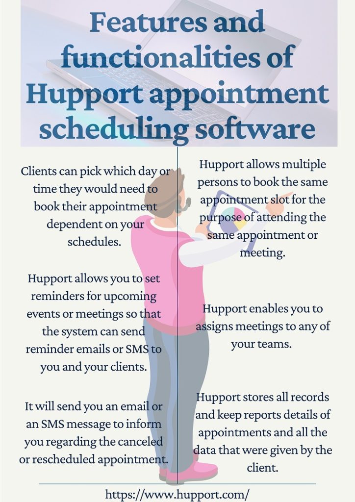 Features and functionalities of Hupport appointment scheduling software