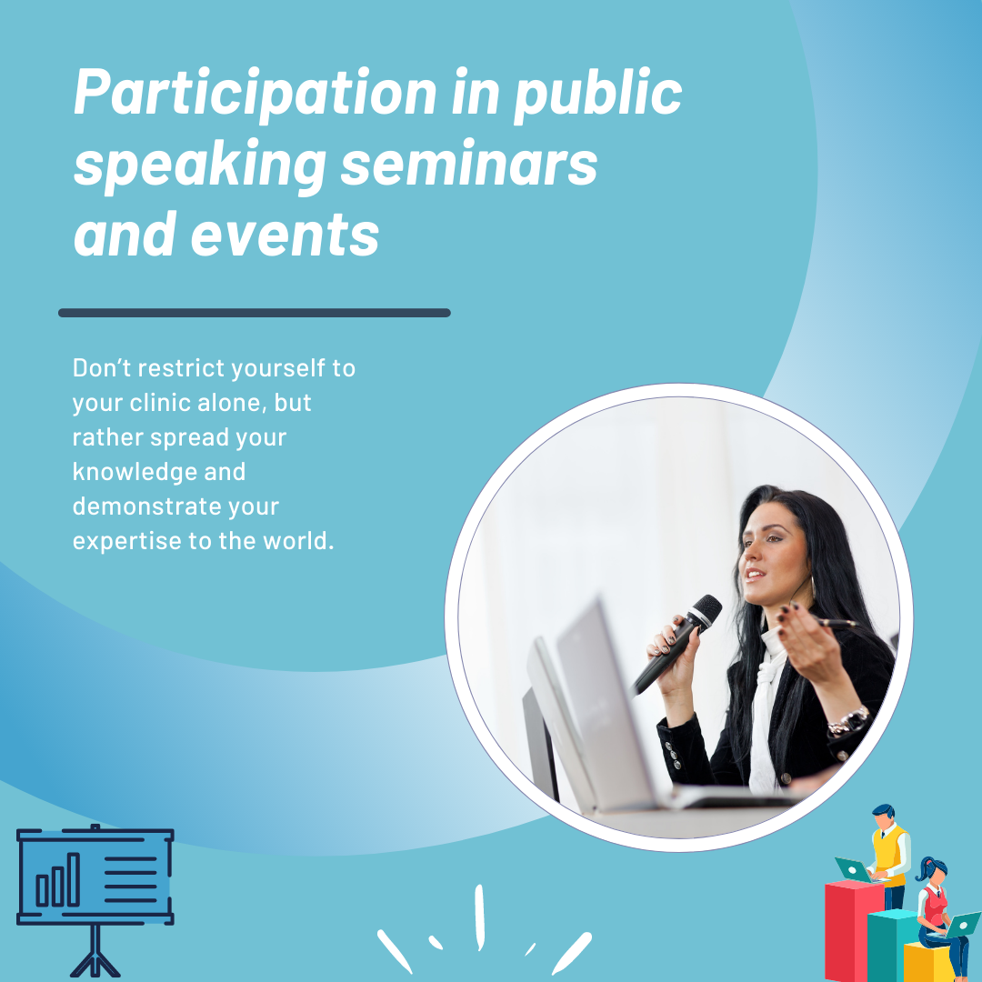 Participation in public speaking seminars and events