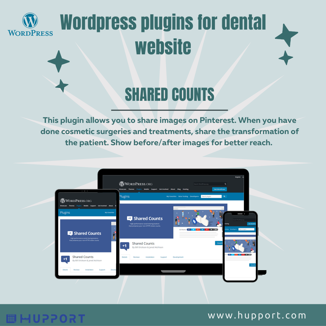 Shared Counts WordPress plugins for dental website