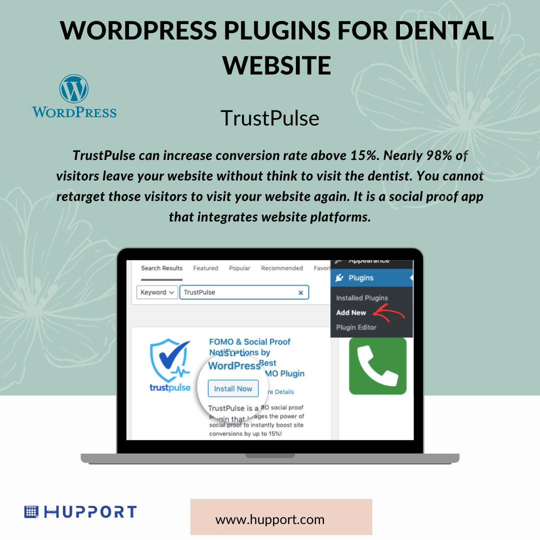 TrustPulse WordPress plugins for dental website