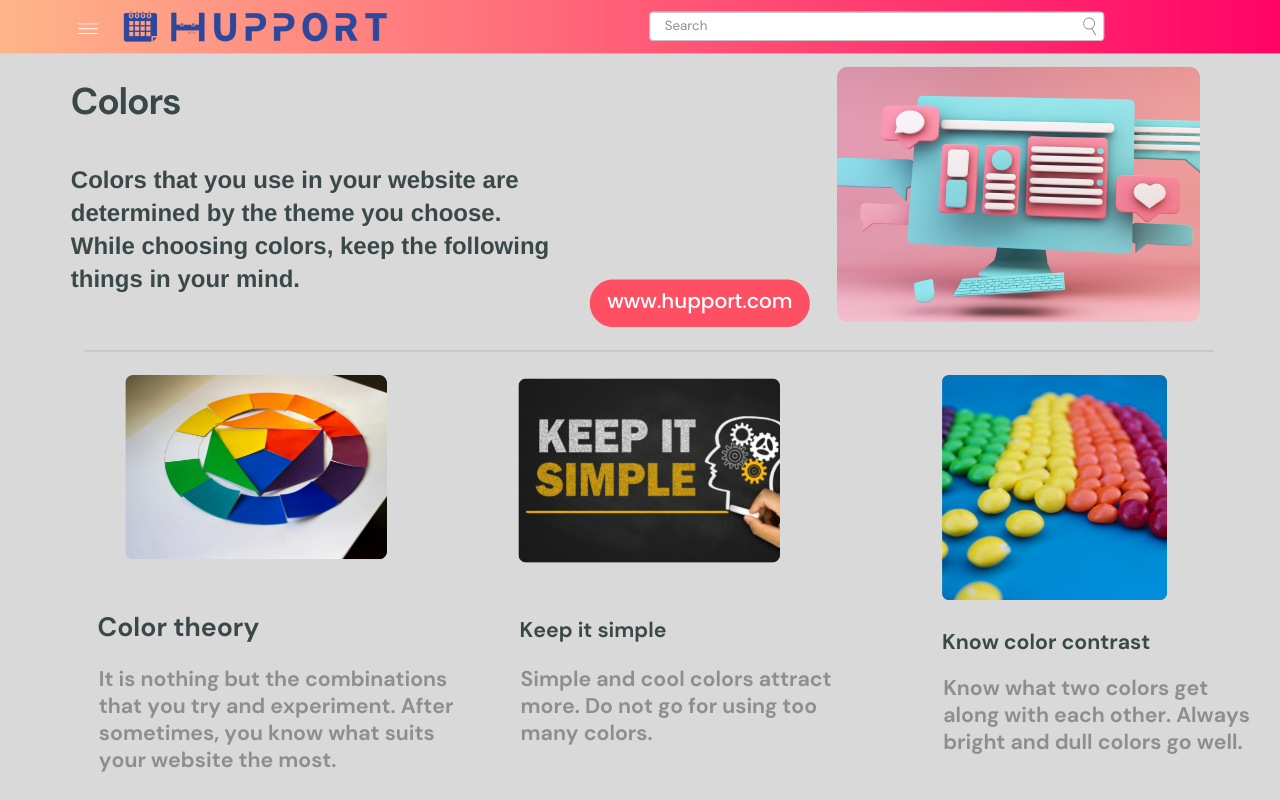 Spa website theme Colors