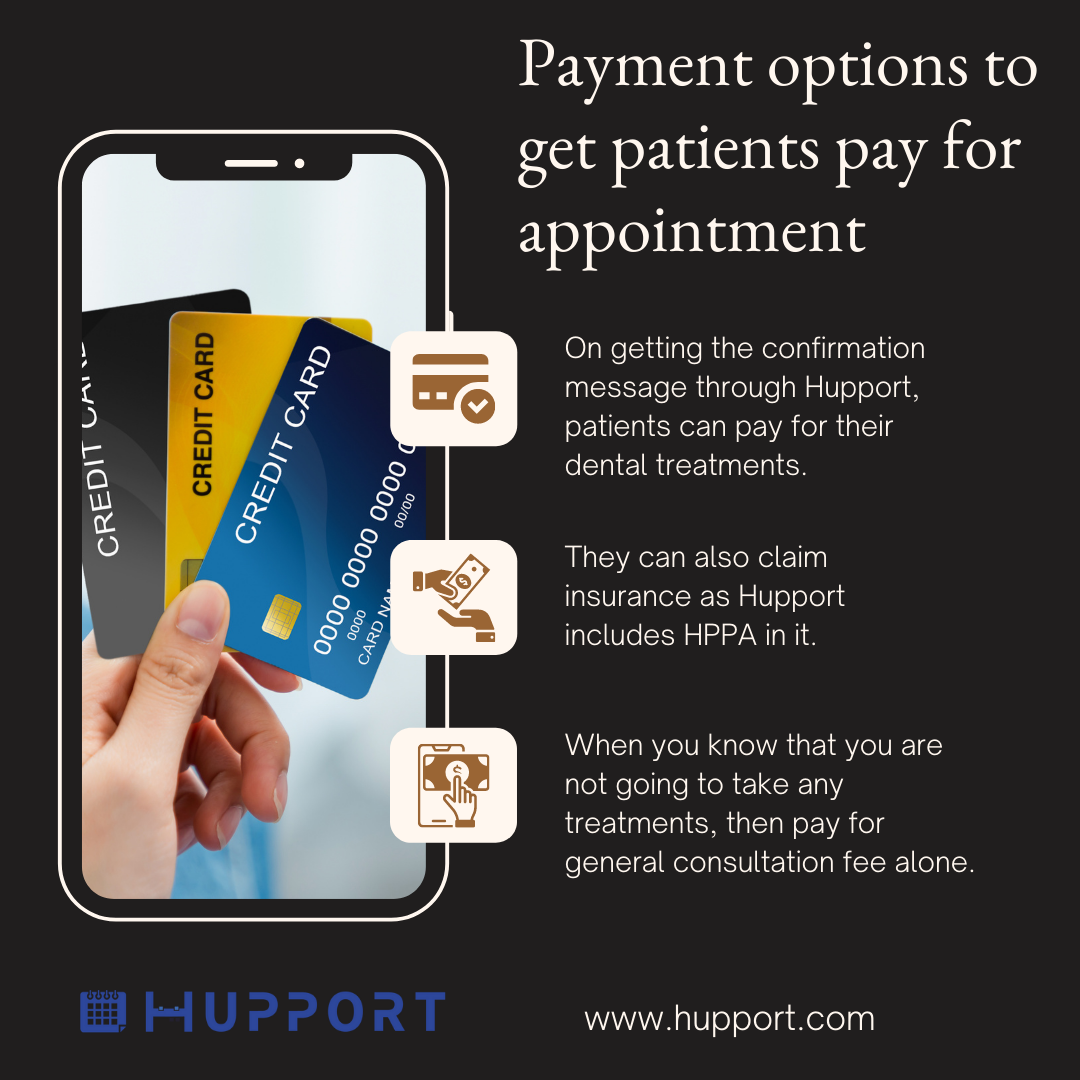 Payment options to get patients pay for appointment