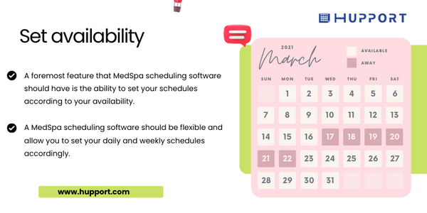 Set availability of Medspa Scheduling Software