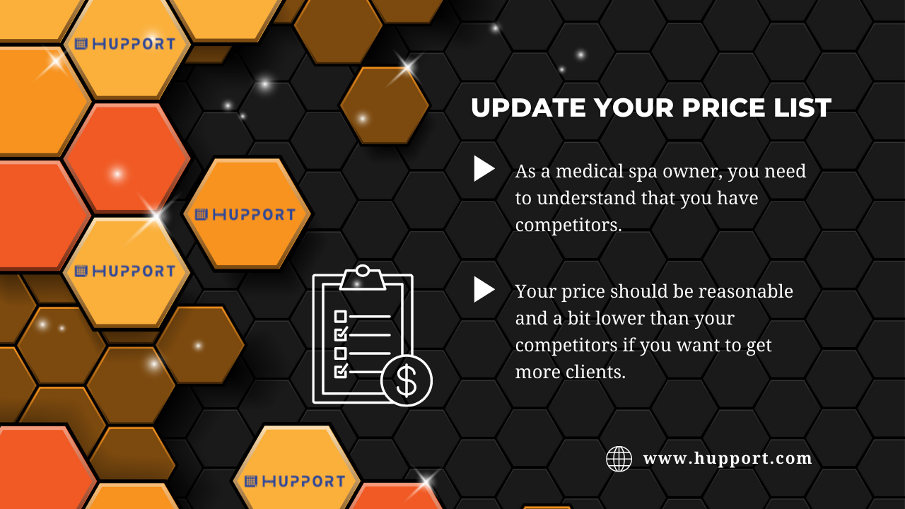 Update your Price List for your medical spa marketing